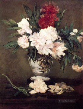  PEONIES Art - Vase of Peonies on a Small Pedestal Eduard Manet Impressionism Flowers